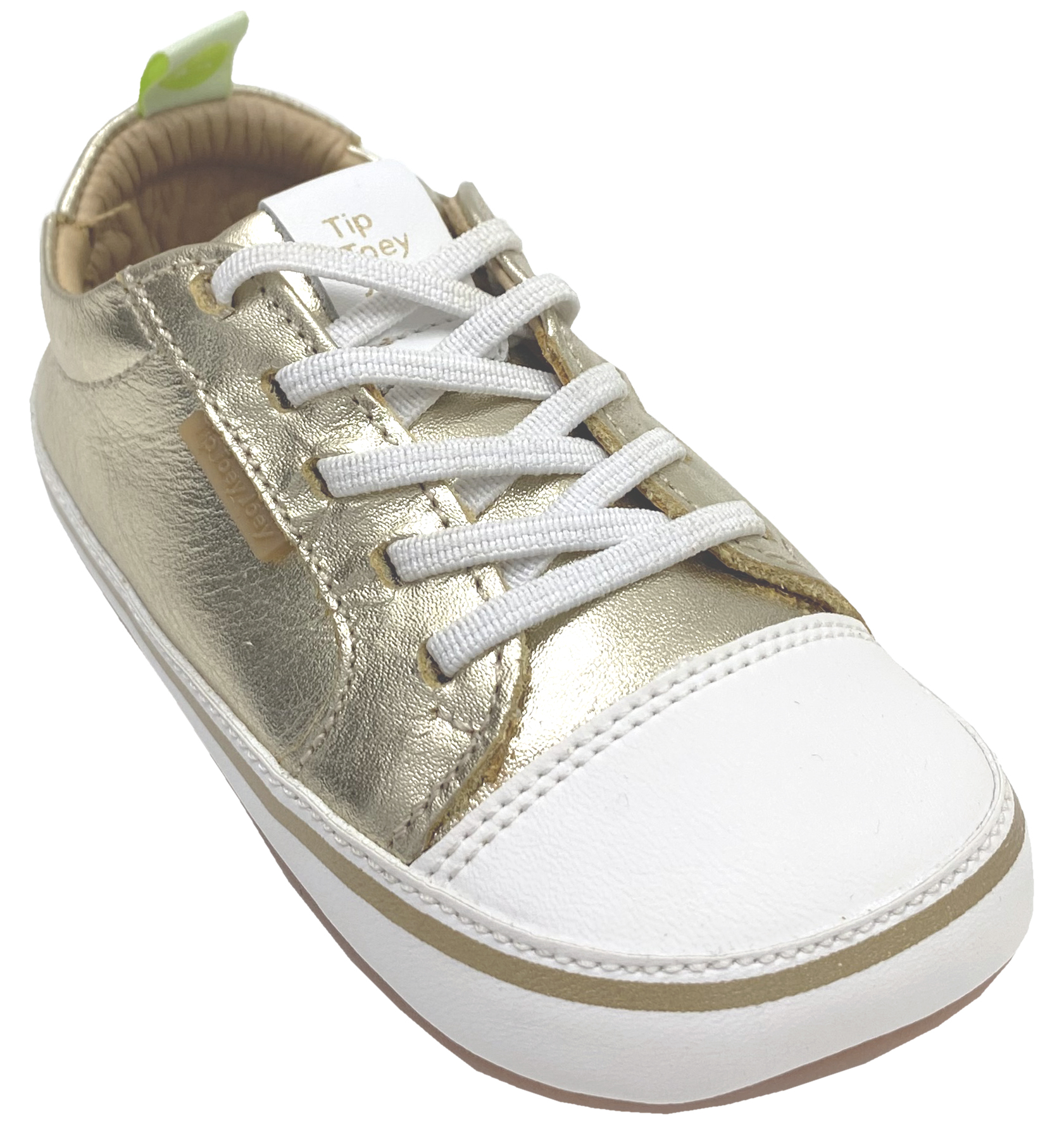 Knautschiger Lederschuh mit Minimalsohle aus Gummi Barfußsneaker *FUNKY* in Gold von TIP TOEY JOEY