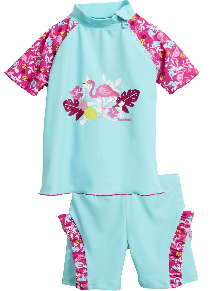 UV Schutz Zweiteiler in Türkis / Pink Hawaii Style von PLAYSHOES UV Schutz 50+ 461202