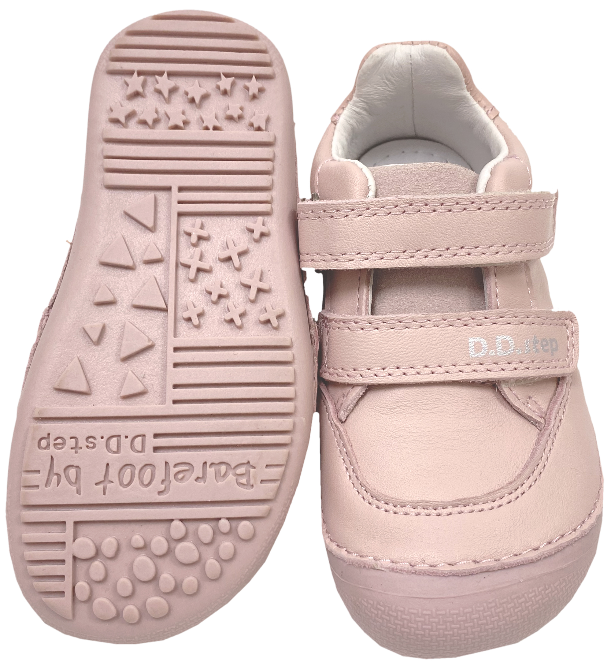 Leder Sneaker, knautschige Minimalsohle, Blütenstick auf Rosa von D.D.Step Barefoot