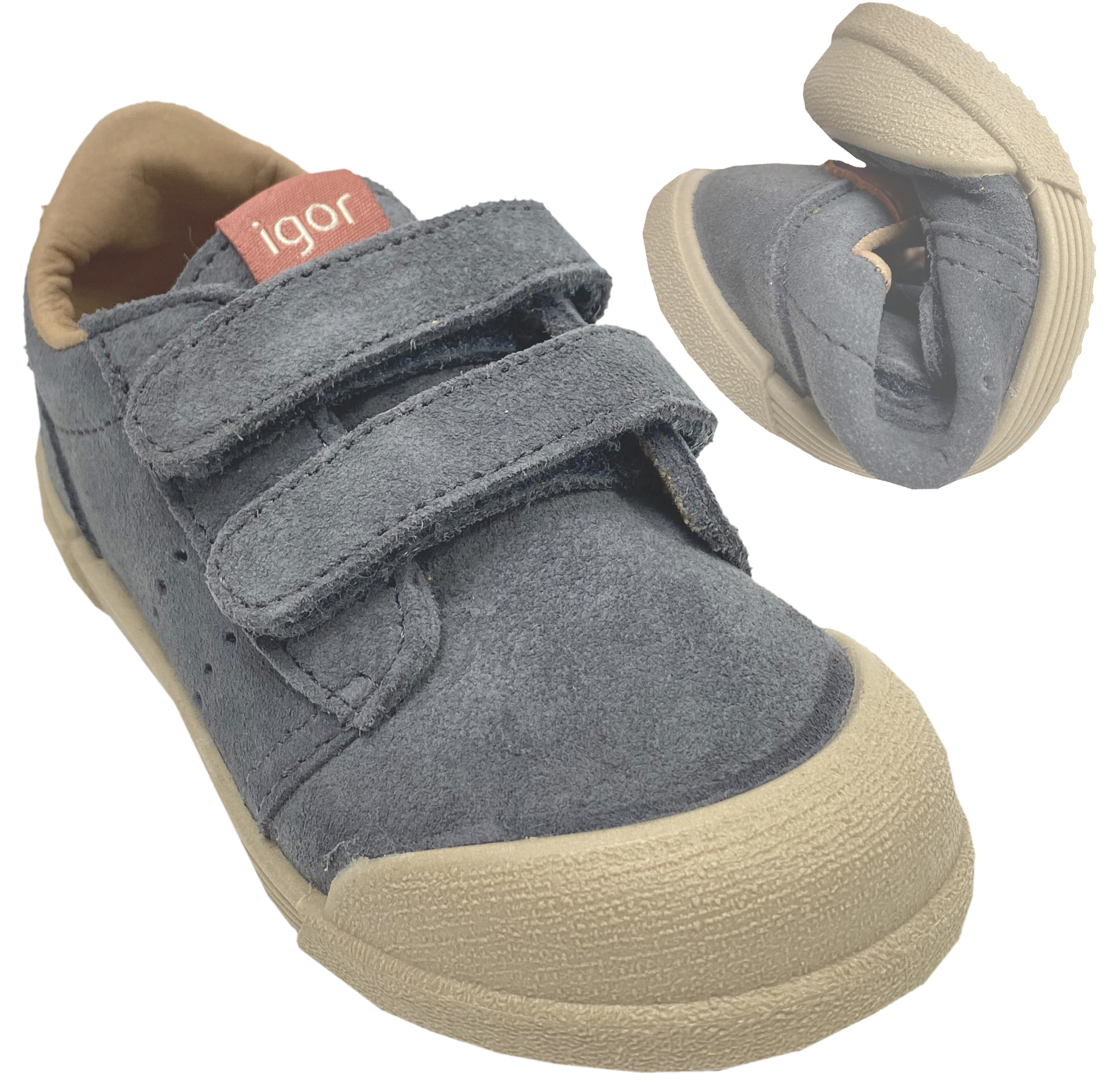 Lässige Sneaker aus Leder & Mikrofaser in Blue / Grey aus der Barefootlinie von IGOR aus Spanien TennisS.