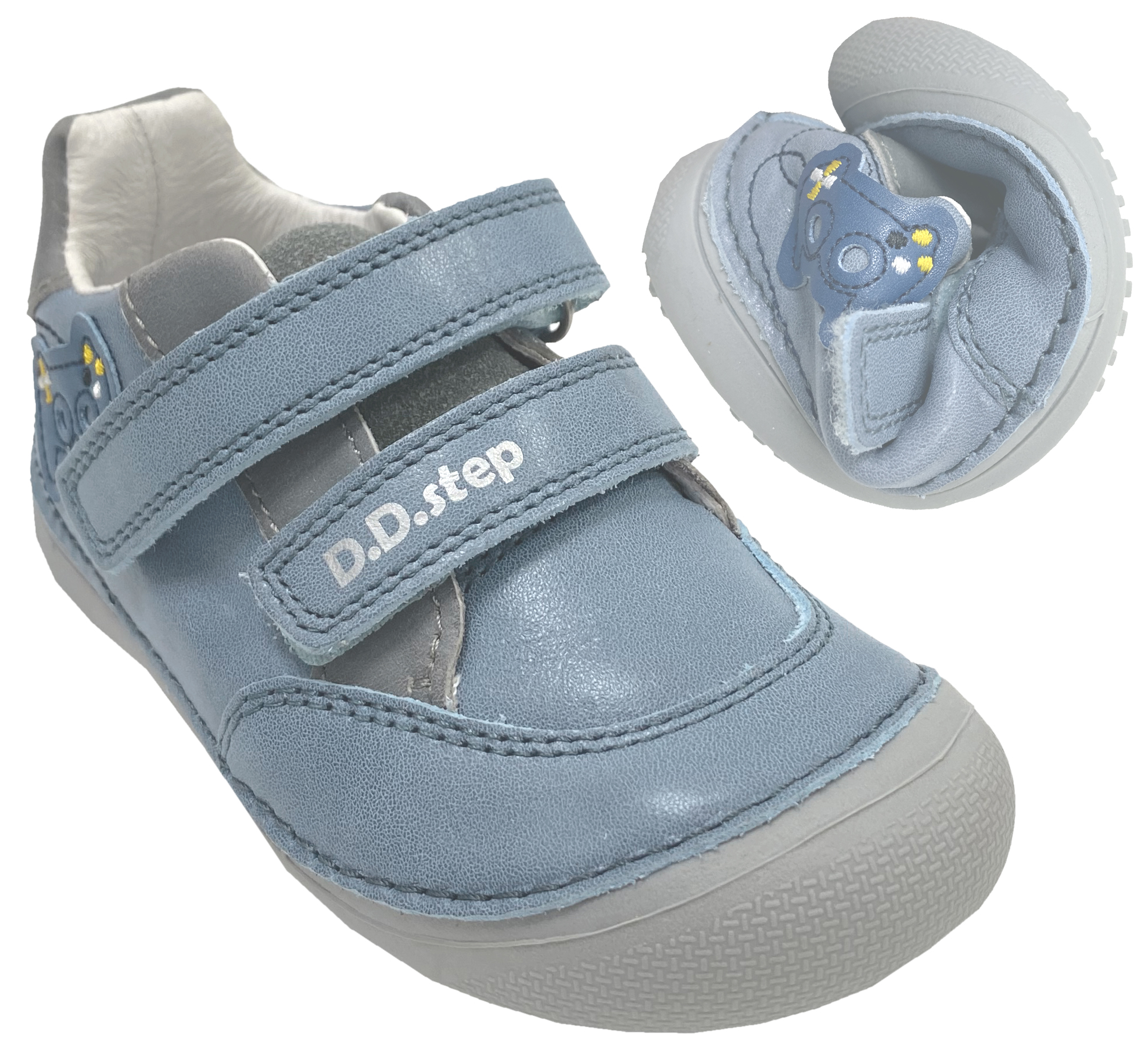 Knautschige Leder Sneaker / Minimalschuhe von D.D.Step Barefoot in Aero Blue Gamer Stick