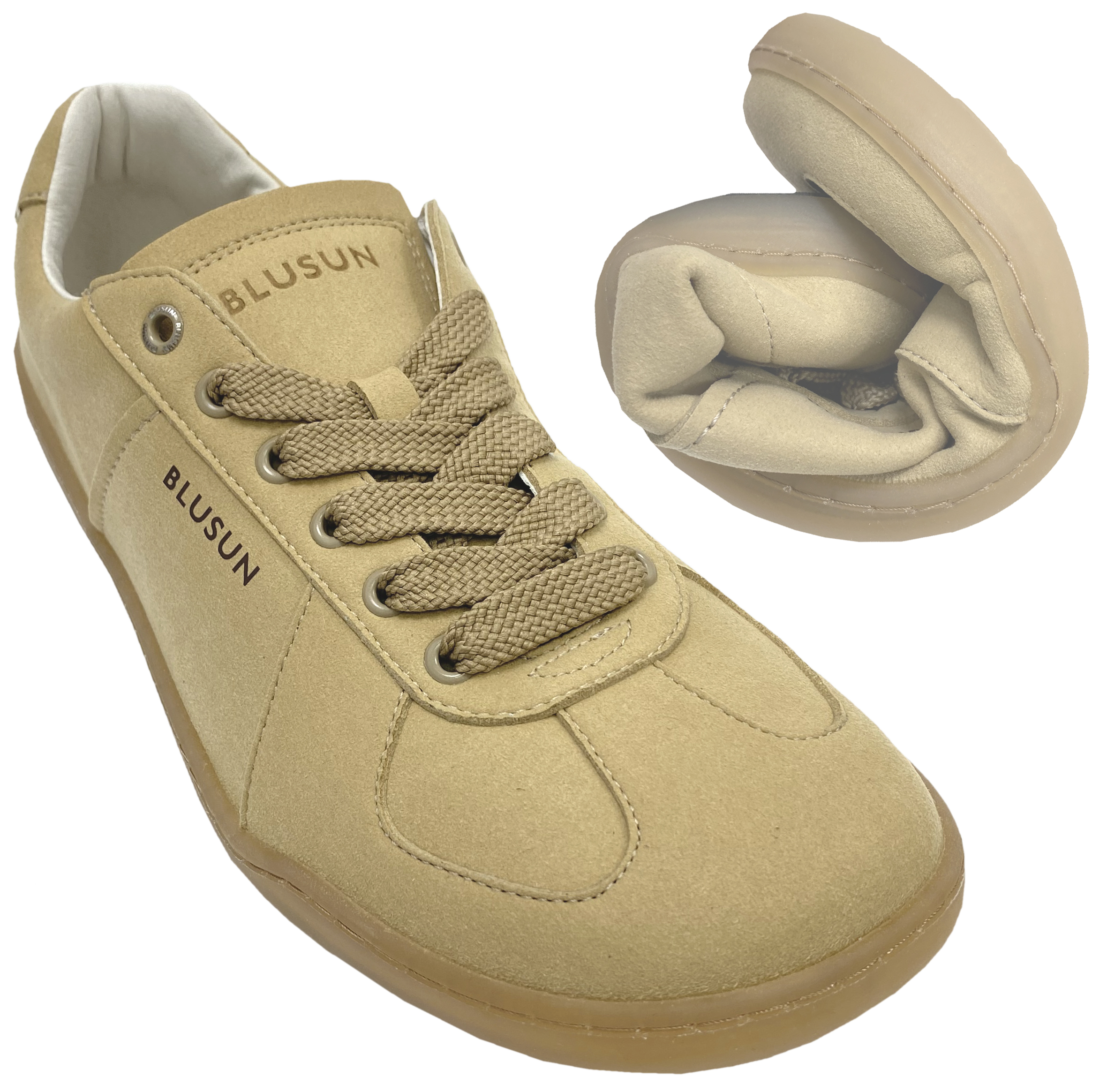 Lässiger Sneaker / Barfußschuhe in Beige von BLUSUN *VEGAN* BLSN-201M Light Beige