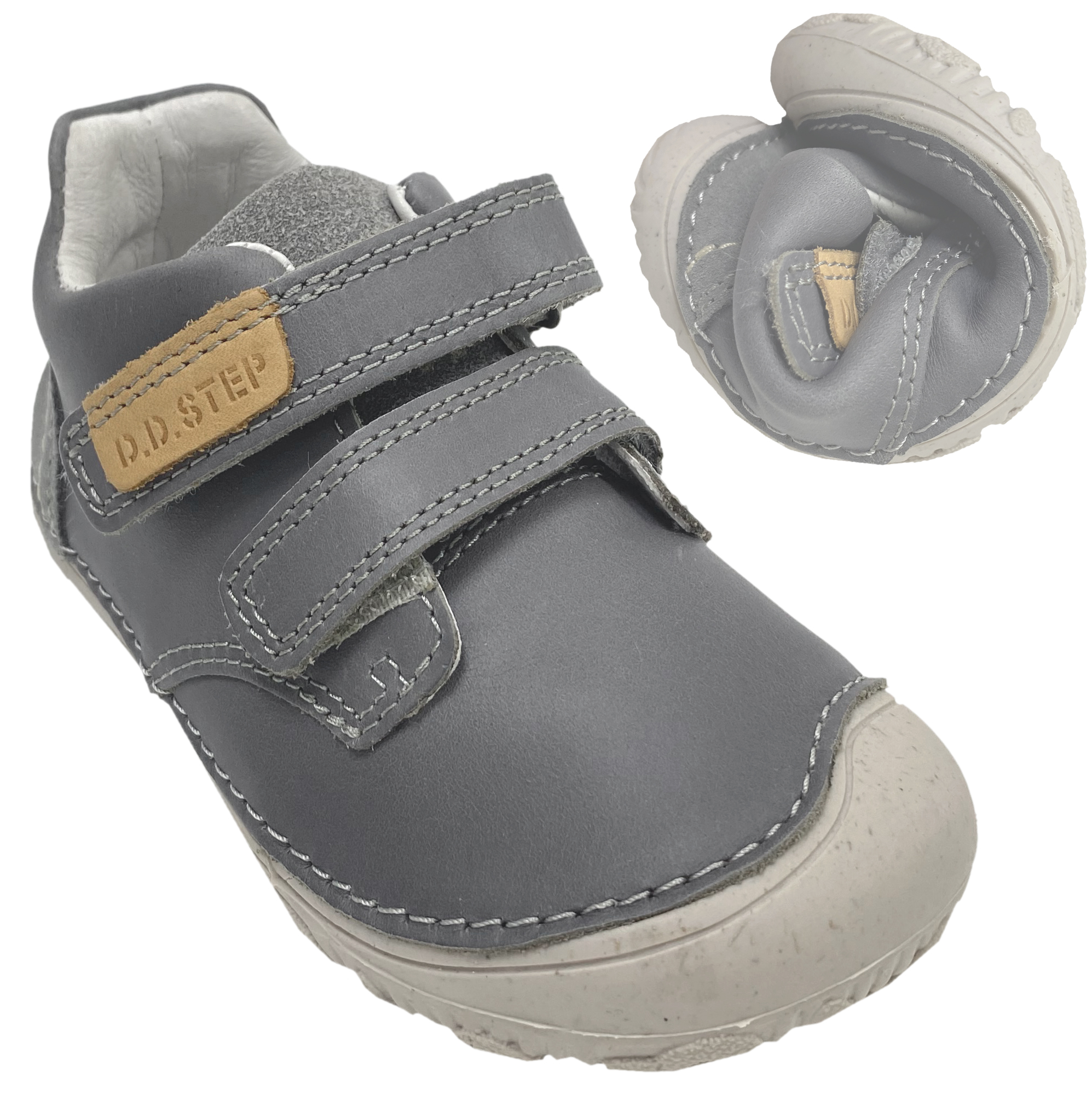 Knautschige Leder Halbschuhe / Minimalschuhe von D.D.Step Barefoot in Uni Dark Grey