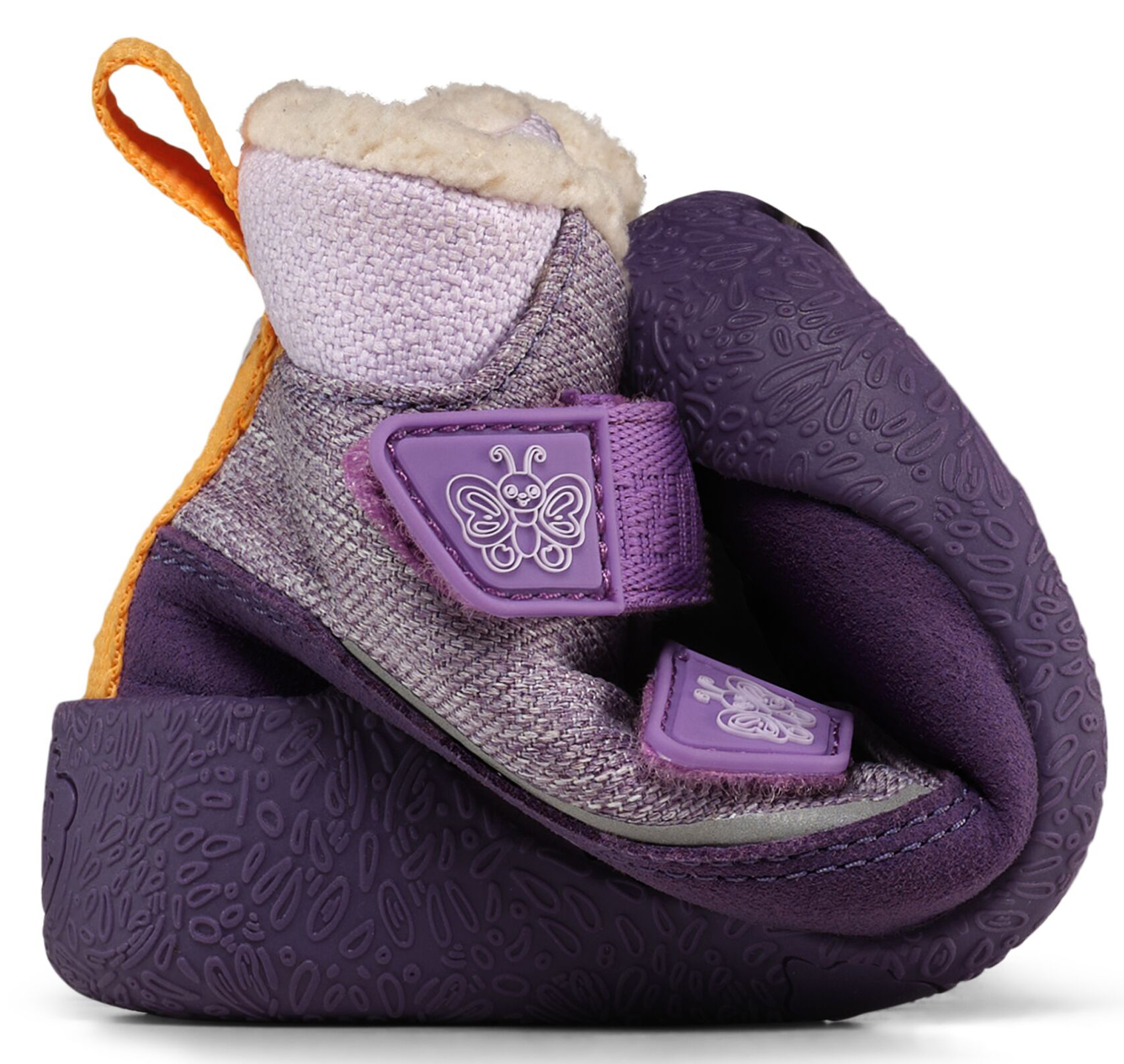 Veganer Midboot  SNUGGY mit Winterfutter von AFFENZAHN in Purple Motiv Butterfly
