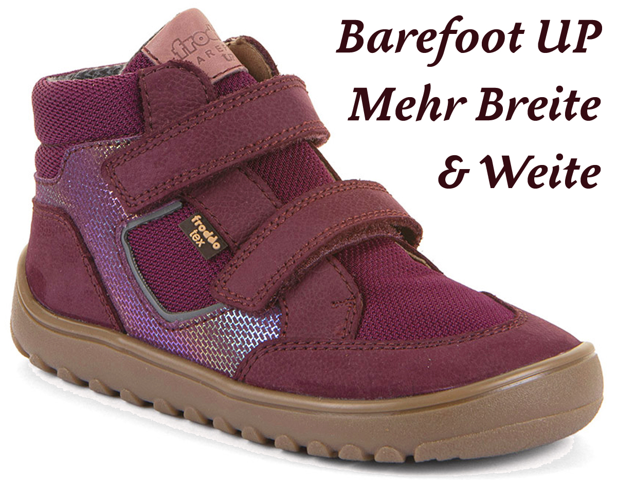 Leder Minimalschuh, Mesh + TEX Membran in Bordeaux + Glitzer *FRODDO Barefoot UP Hill TEX* G3110281