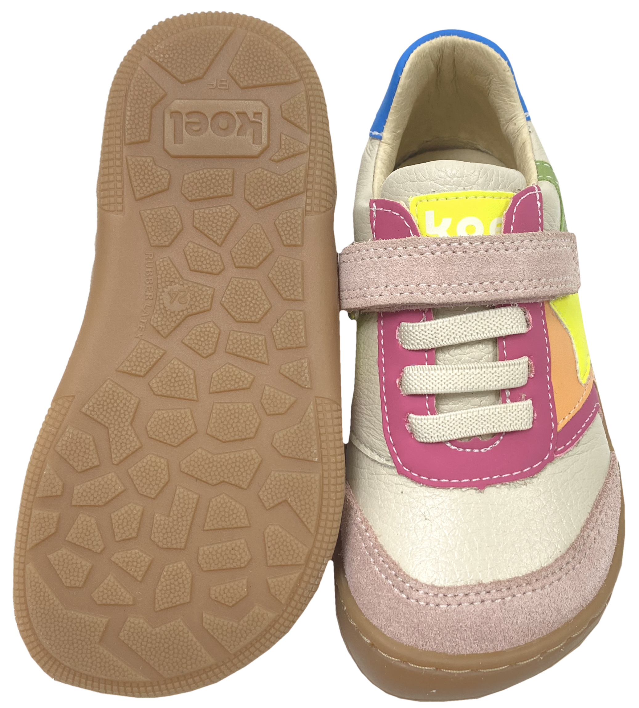 Low Top Leder Sneaker / Barfußschuhe mit Klett in Pink / Bunt *Denver Leather* von KOEL Barefoot