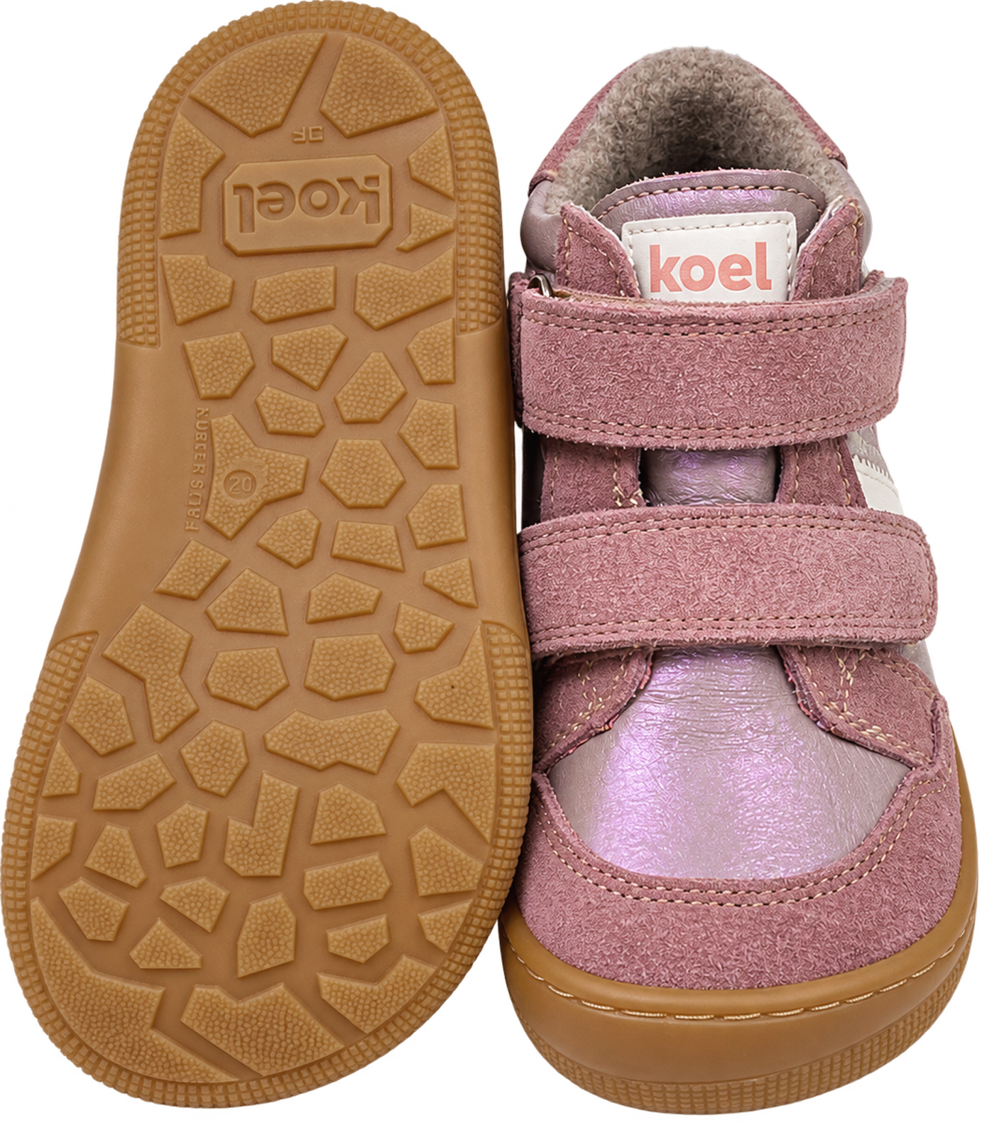 Leder Barfußschuhe Wollfleece Futter + TEX v. KOEL Barefoot *DOURO TEX * Old Pink / Altrose Glitzer 07T063.153