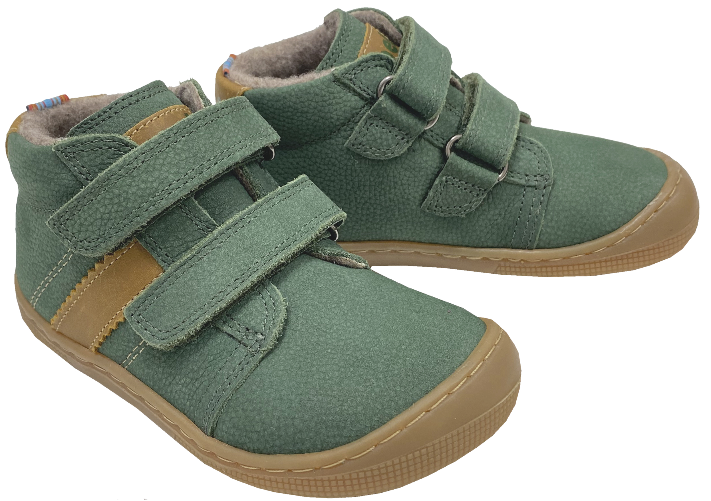 Hydroleder Barfußschuhe mit Wollfutter * DAVID 3.0 Wool * in DK Grün/Ocker von KOEL 07M070.233