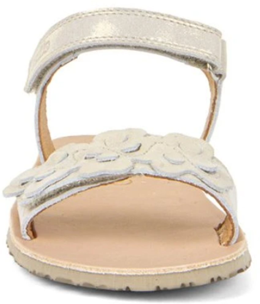 Leder Sandalen mit Minimalsohle in glitzerndem Gold Shine von FRODDO Barefoot Flexy Flowers 3150265