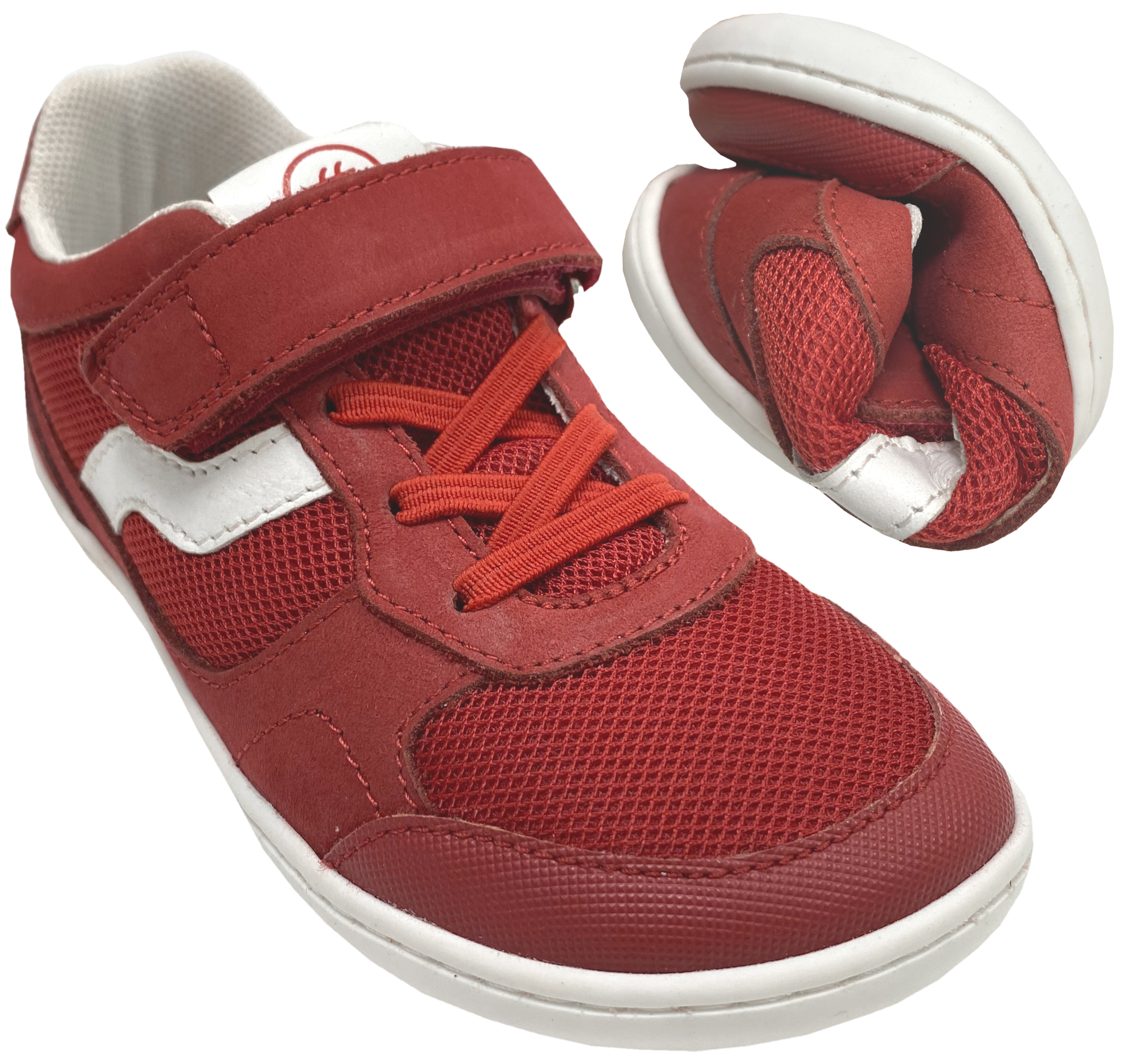 Barfuß-Sneaker in Rot + Weißer Streifen, Non-Marking Sohle, CHETTO Barefoot