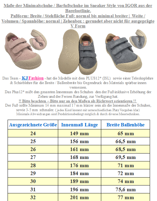 Lässig schicke Sneaker aus Leder & Mikrofaser in Altrosa aus der Barefootlinie von IGOR aus Spanien Tennis S.