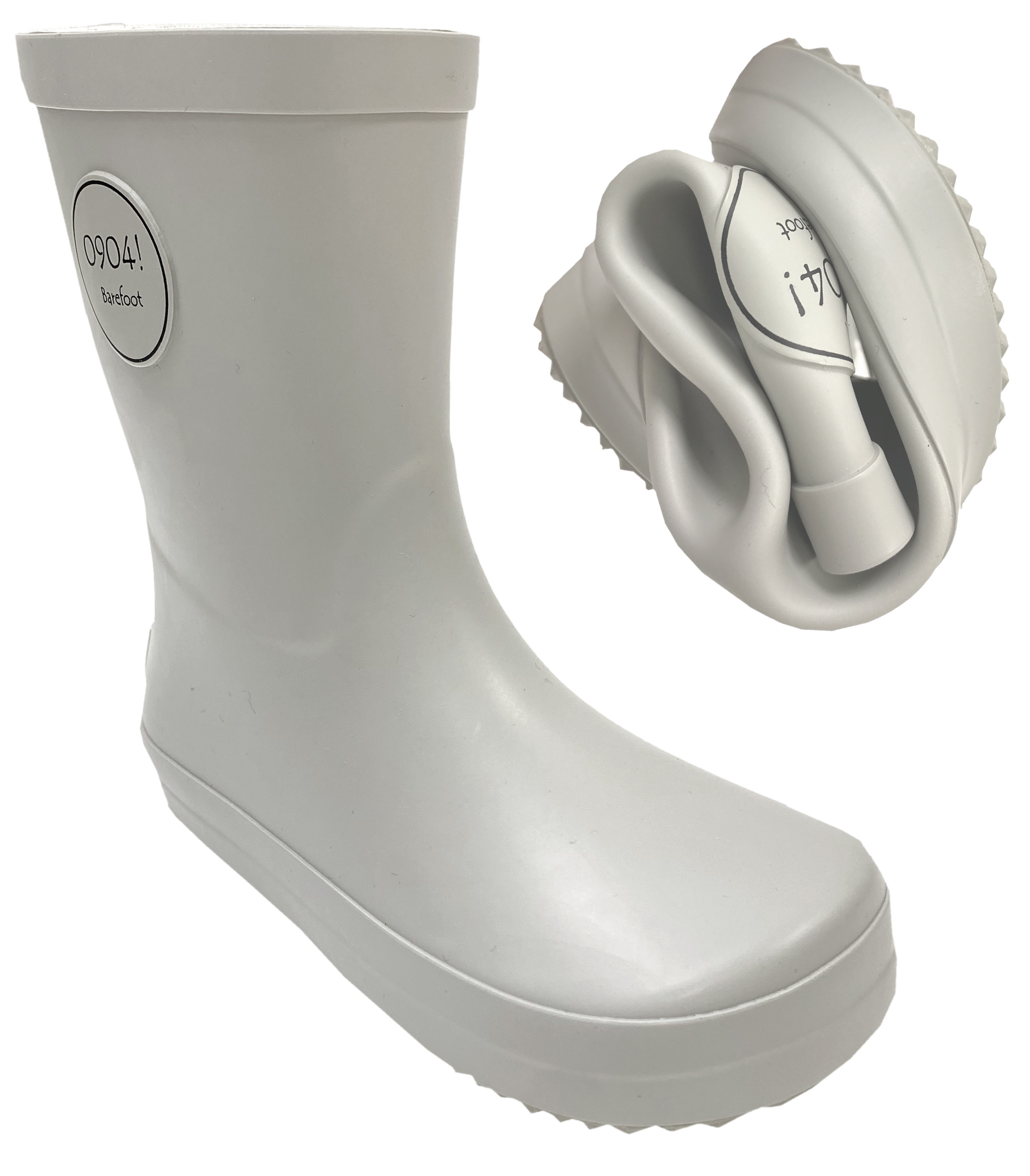 Barfuß Gummistiefel Mittelschaft aus Naturkautschuk von *0904! Barefoot* in Light Grey