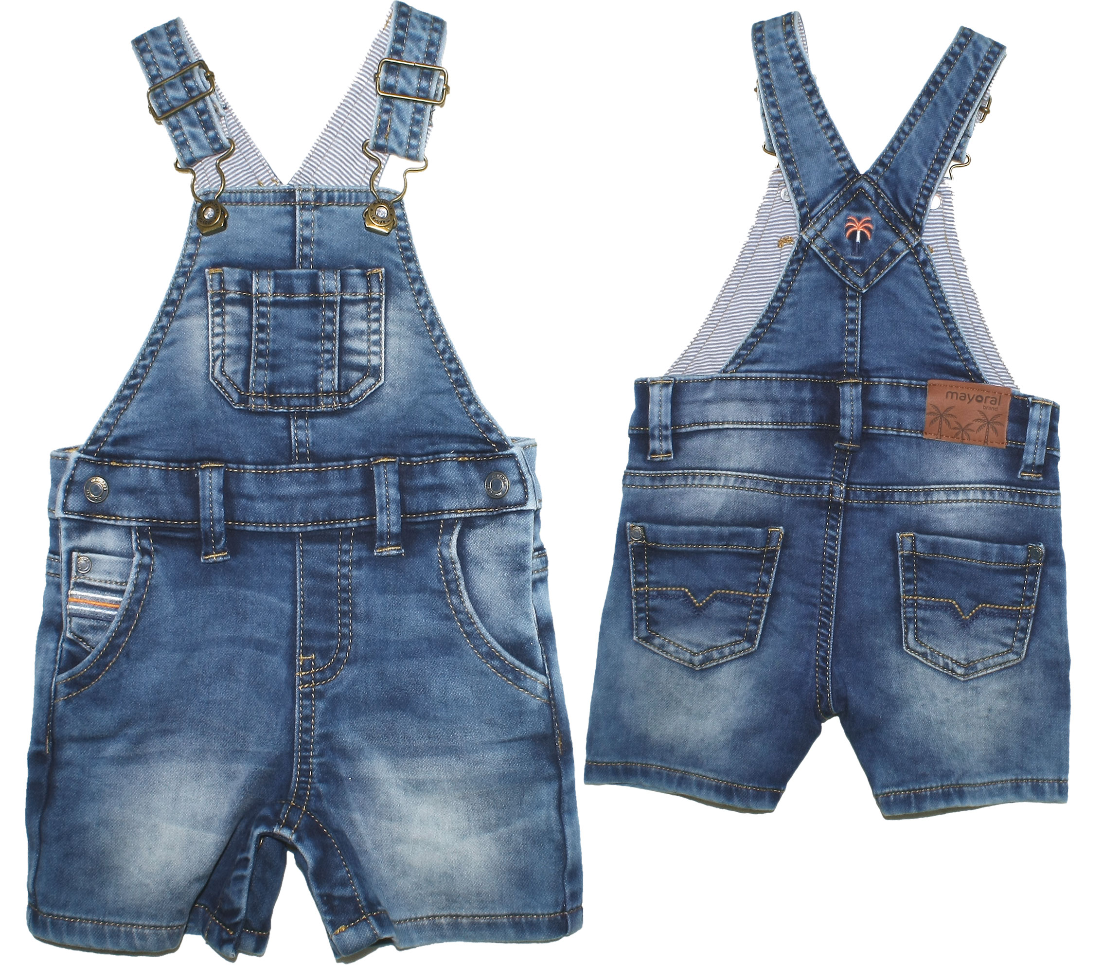 Super weiche & bequeme kurze Jogg Denim Latz Jeans / Latzhose in Medium Blue von MAYORAL 1688