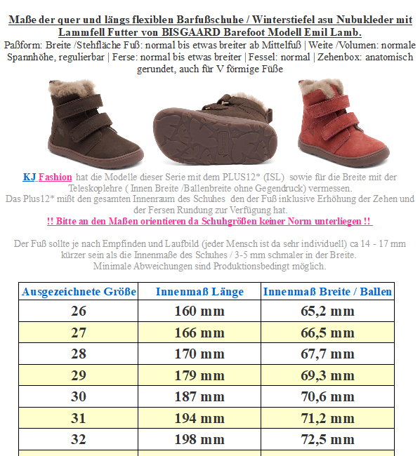 Winterstiefel aus Nubbukleder + Lammfellfutter von BISGAARD Barefoot EMIL Lamb 54107 in Bordeaux