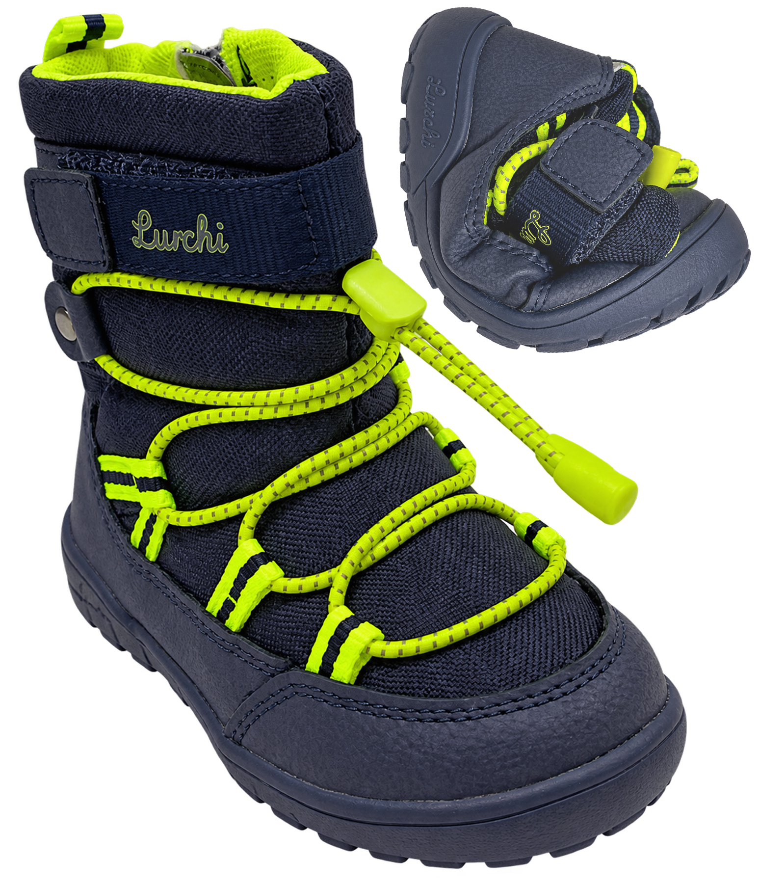 Gefütterte Minimalschuhe / Schneestiefel PU Mesh & TEX Membran *LURCHI Barefoot Jace 1 * Navy Lemon