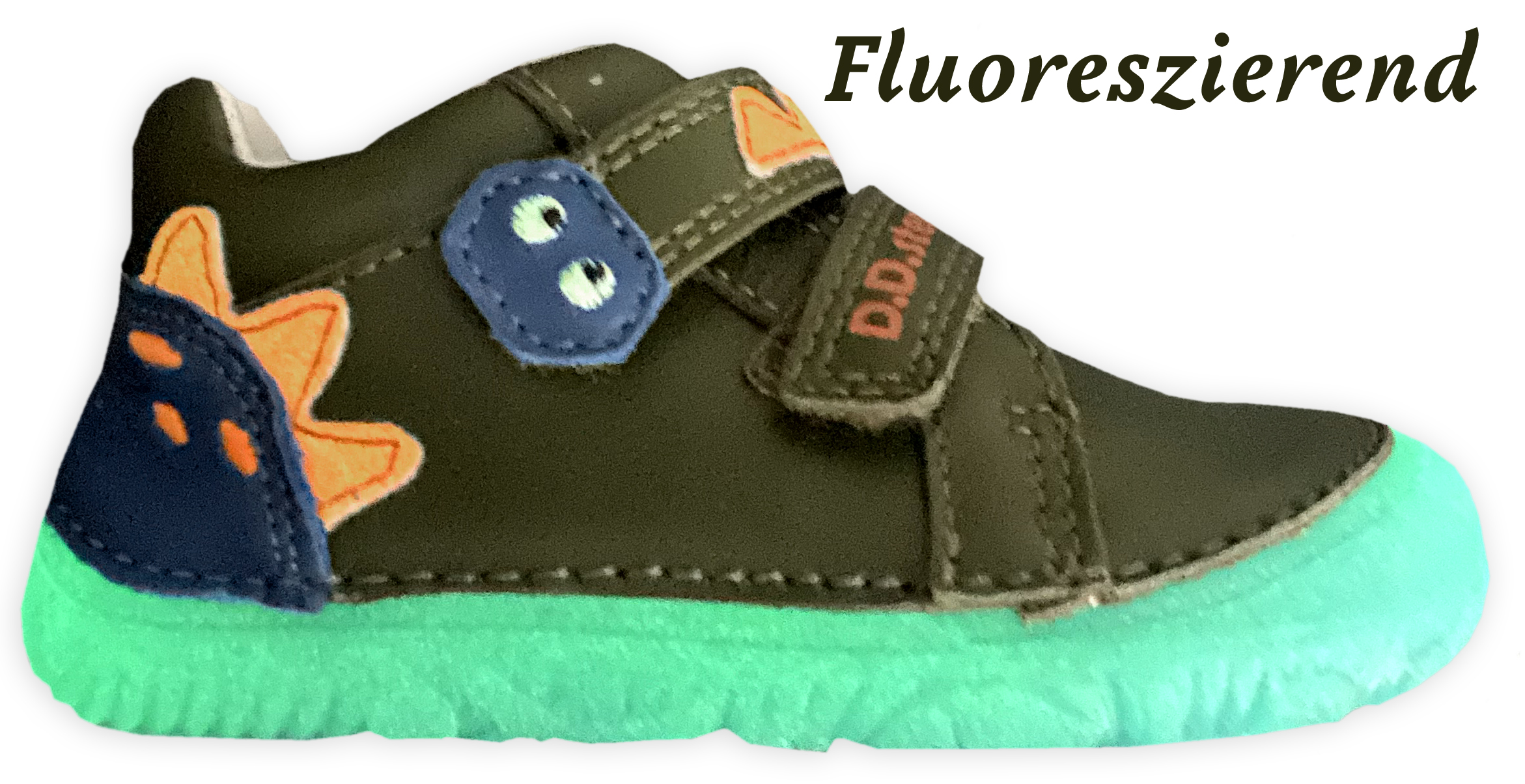 Leder Halbschuhe, knautschige Minimalsohle *GLOW in The Dark* von D.D.Step Barefoot in Khaki Monster