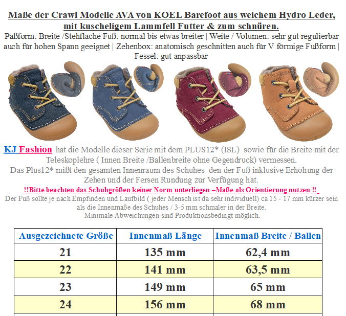 Lammfell gefütterter Barfußschuh aus Hydro Leder Schnürer *KOEL Barefoot AVA * in DK Blue 09M004.127
