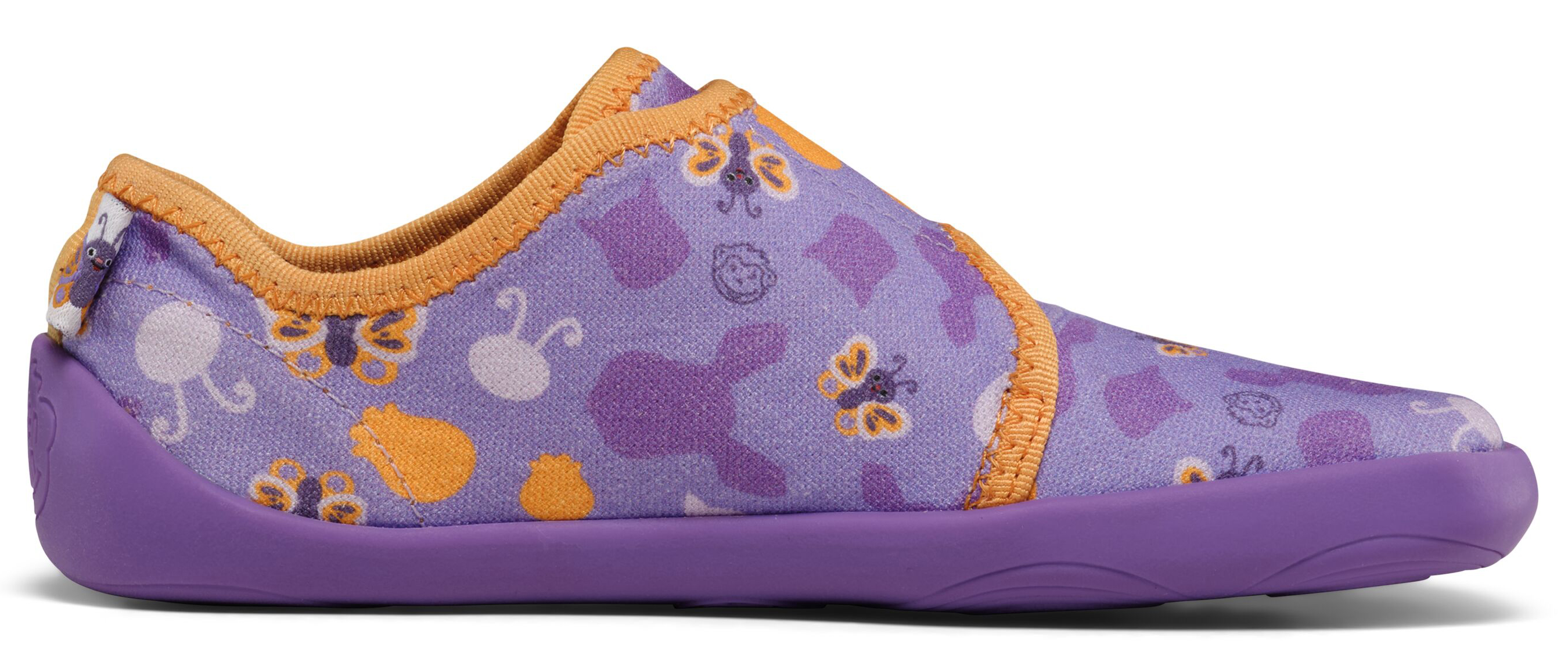 Leichte & flexible Hausschuhe * Cotton MOVY * mit Klett von AFFENZAHN Butterfly in Purple