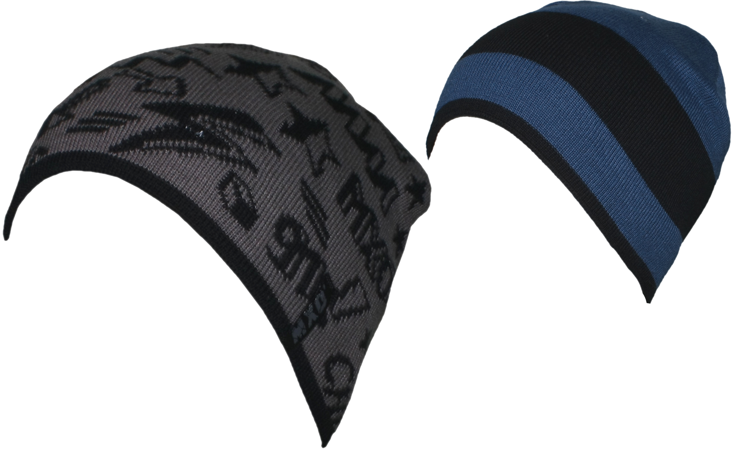 Coole Wendemütze aus Baumwollstrick in Denimblau/Navy -> Grau gemustert von MAXIMO 353200