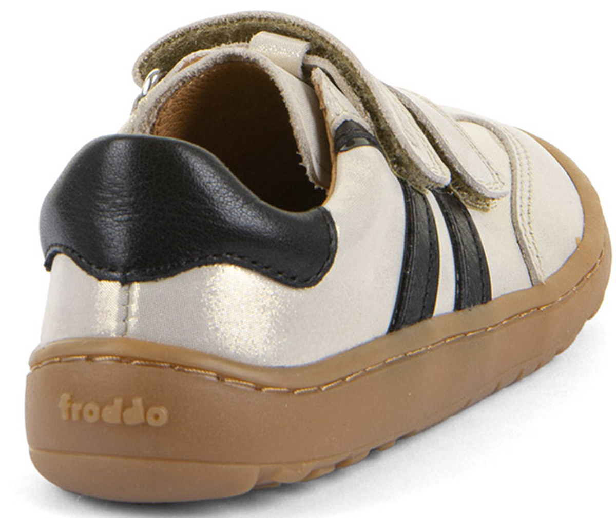 Barfußsneaker aus Leder mit Doppelklett von FRODDO *Barefoot F Motion* in Gold Shine G3130292