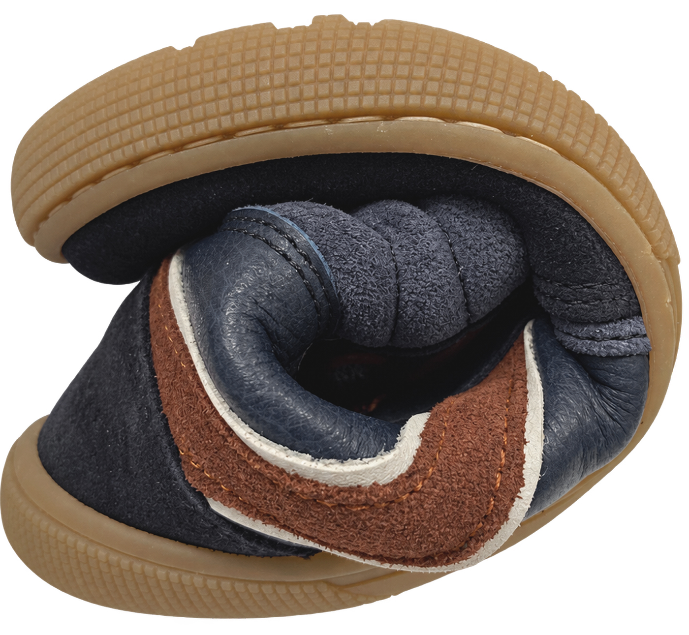 High Top Sneaker DANISH Classic KOEL Barefoot in Navy / Rostbraun Zipper & Schnürung 08M028.111