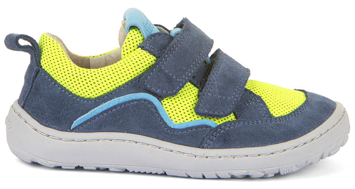 Mega flexible Sneaker *Barefoot Basic * Leder + Mesh Besatz in Denim /Neongelb v. FRODDO G3130260