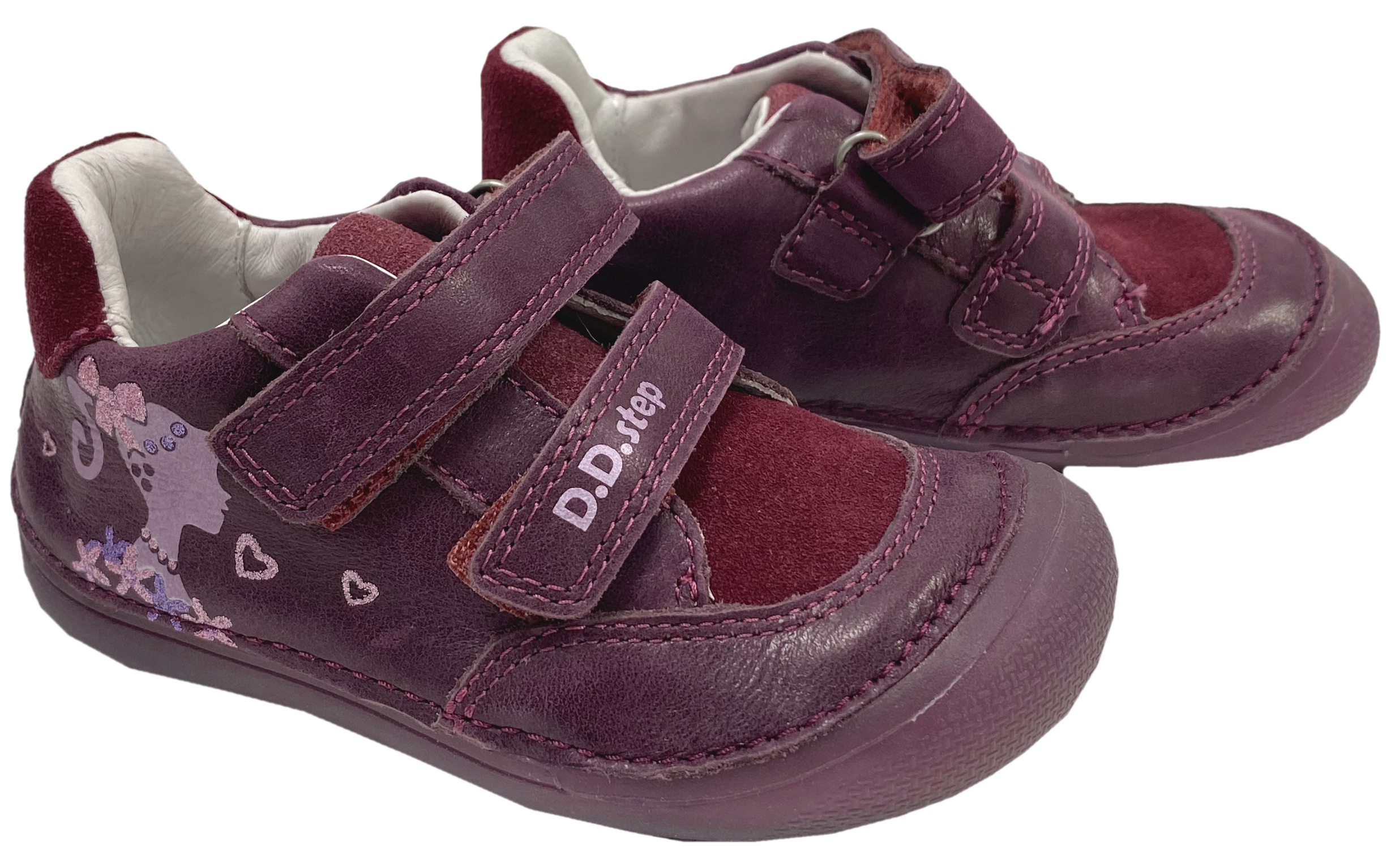 Leder Halbschuhe, knautschige Minimalsohle *GLOW in The Dark* von D.D.Step Barefoot in Bordeaux Rot