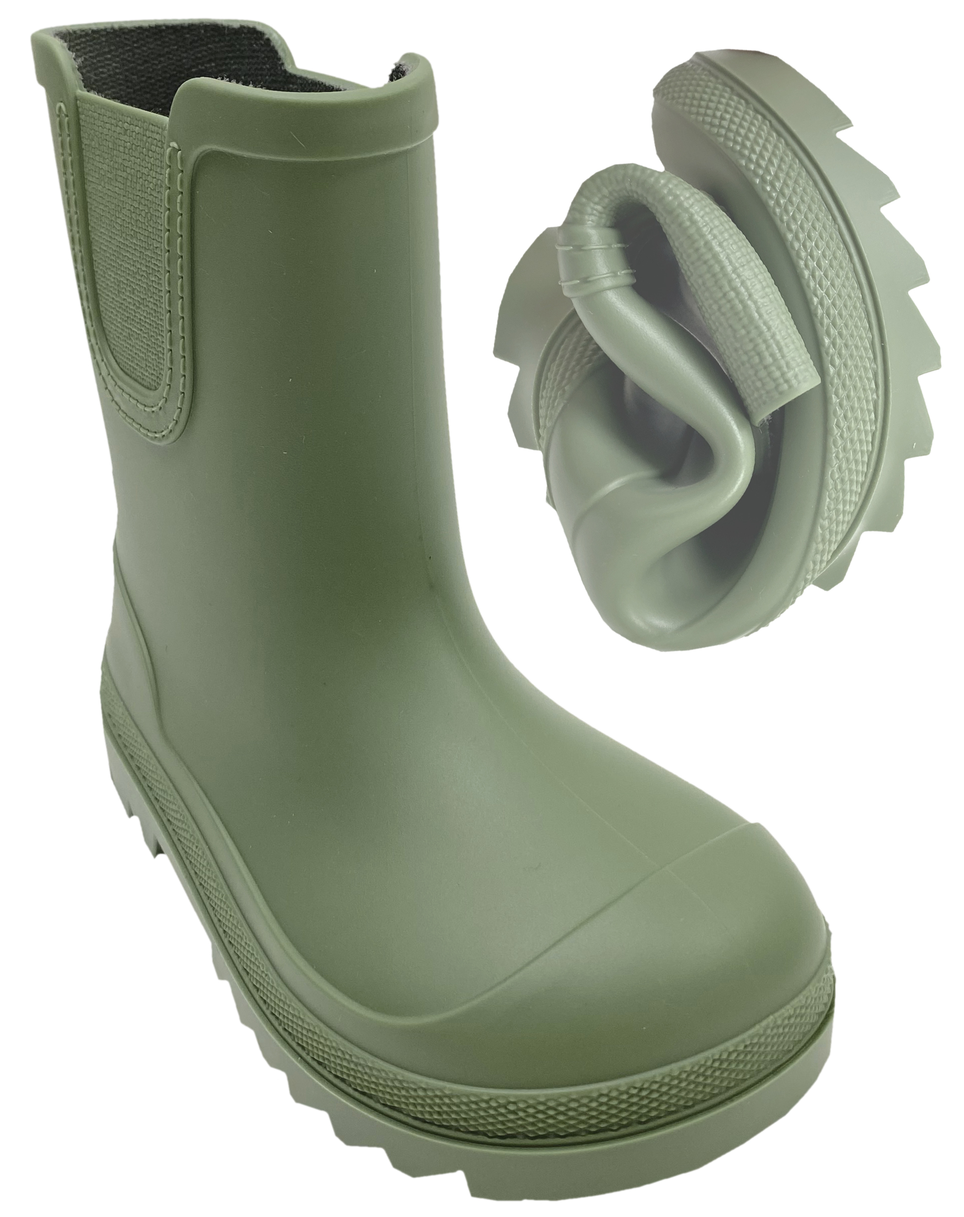 Leichte & flexible Barfußgummistiefel Xtra breite Zehenbox von IGOR * Verona * in Verde Green