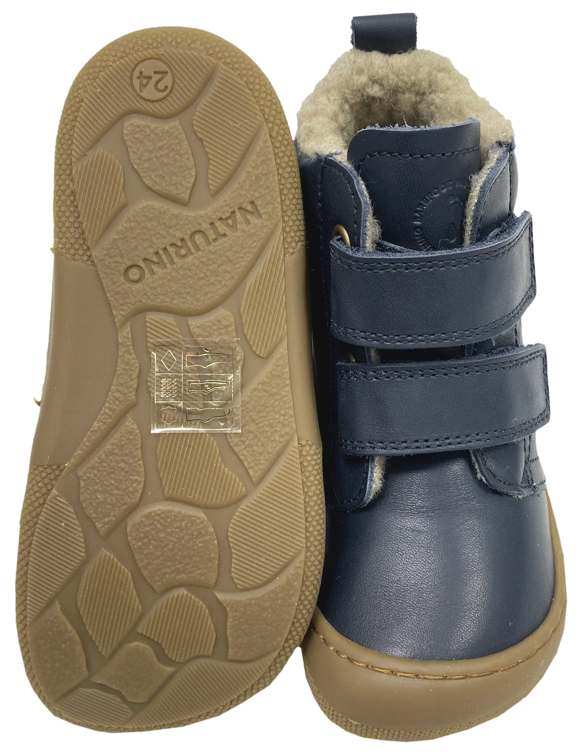 Naturino Barfuß Winterstiefel Nappa Leder *WIGGHI* m. Wollfutter in Navy