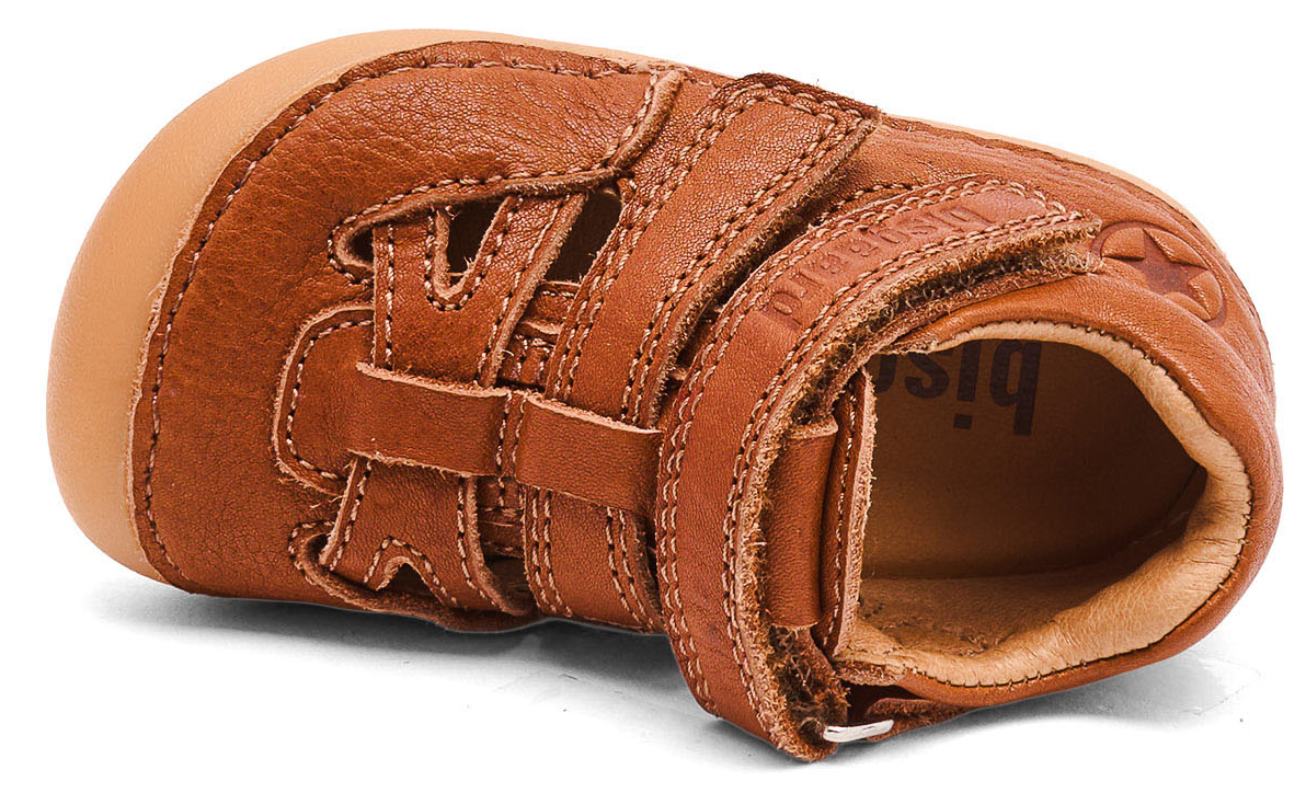 Knautschig weiche Halbsandale aus Leder in Cognac Modell Tate von BISGAARD Barefoot