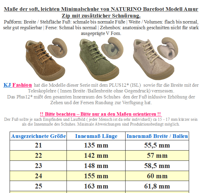 Knautschig weiche Barfußschuhe aus Leder, Schnürer + Zip NATURINO Barefoot *AMUR in Braun *