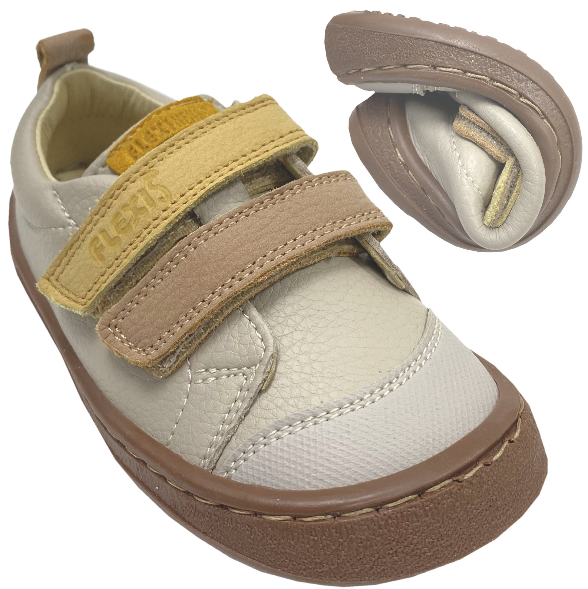 Barfuß Sneaker in Grau / Beige / Mustard von FLEXI NENS 41484