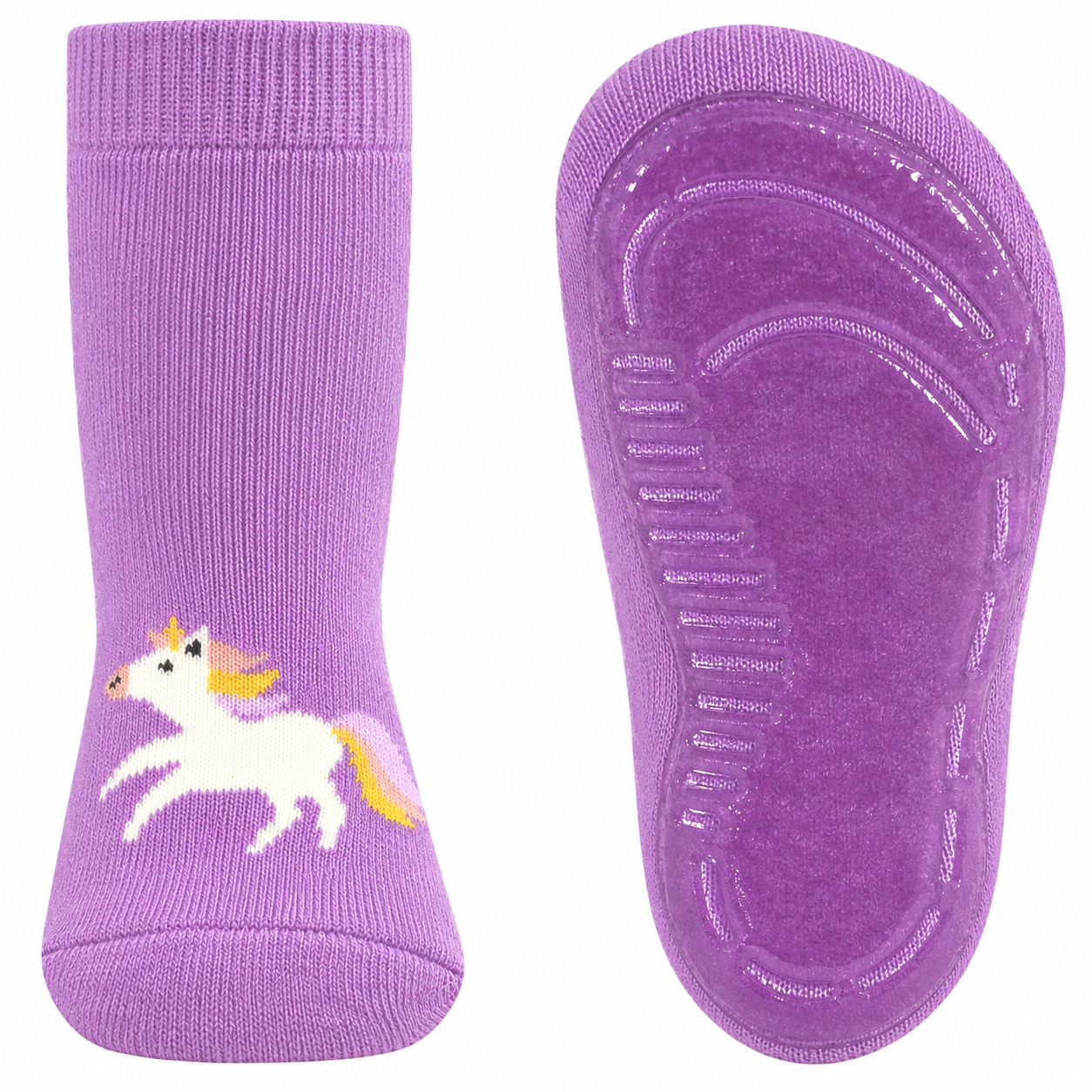 Stoppersocken aus BW Vollfrottee Softstep Sohle v. EWERS in Flieder + Pferd 221397