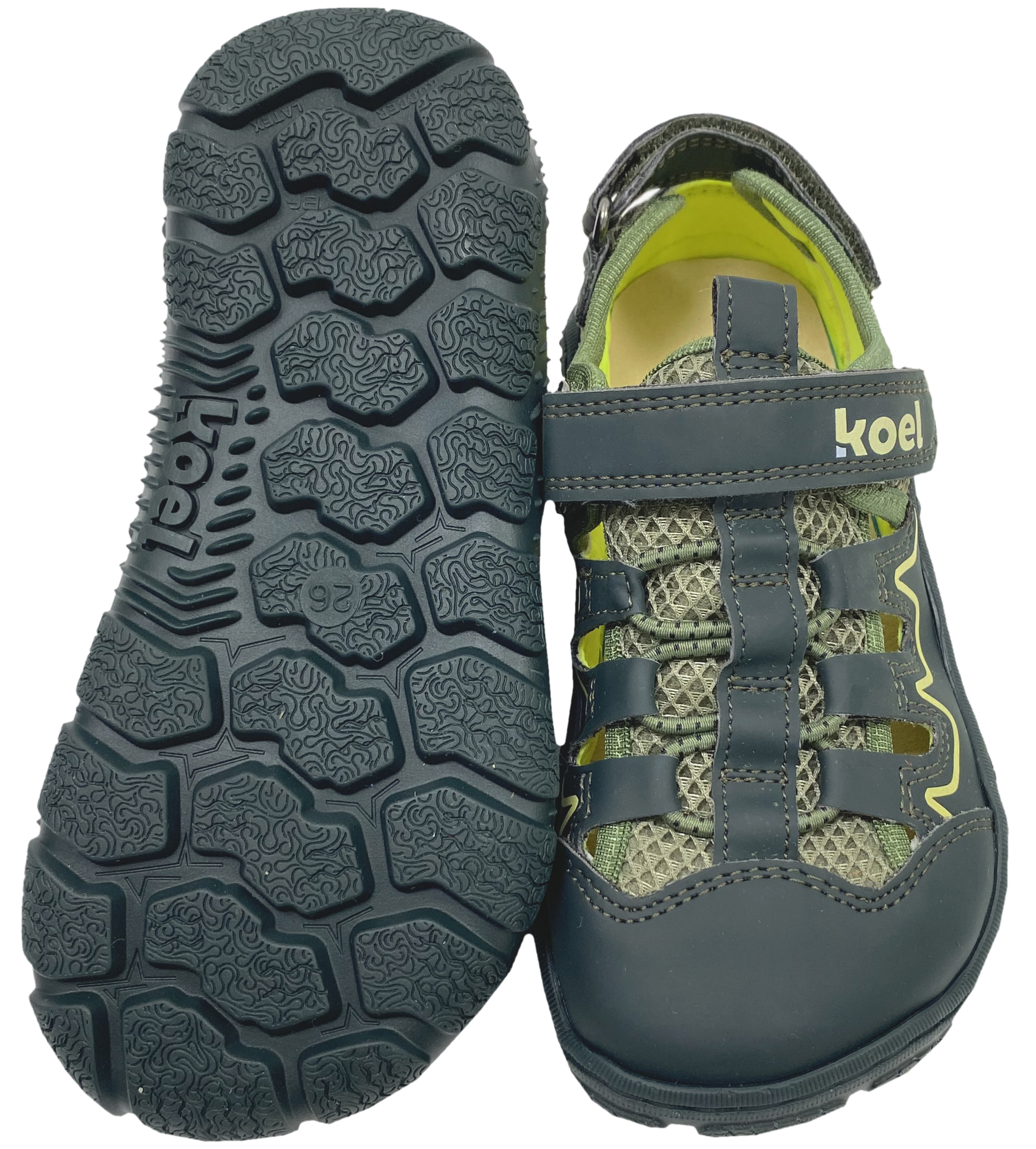 Vegane Trekking Sandale Minimalschuhe von KOEL Barefoot in Khaki REMI PU 34M008.50H