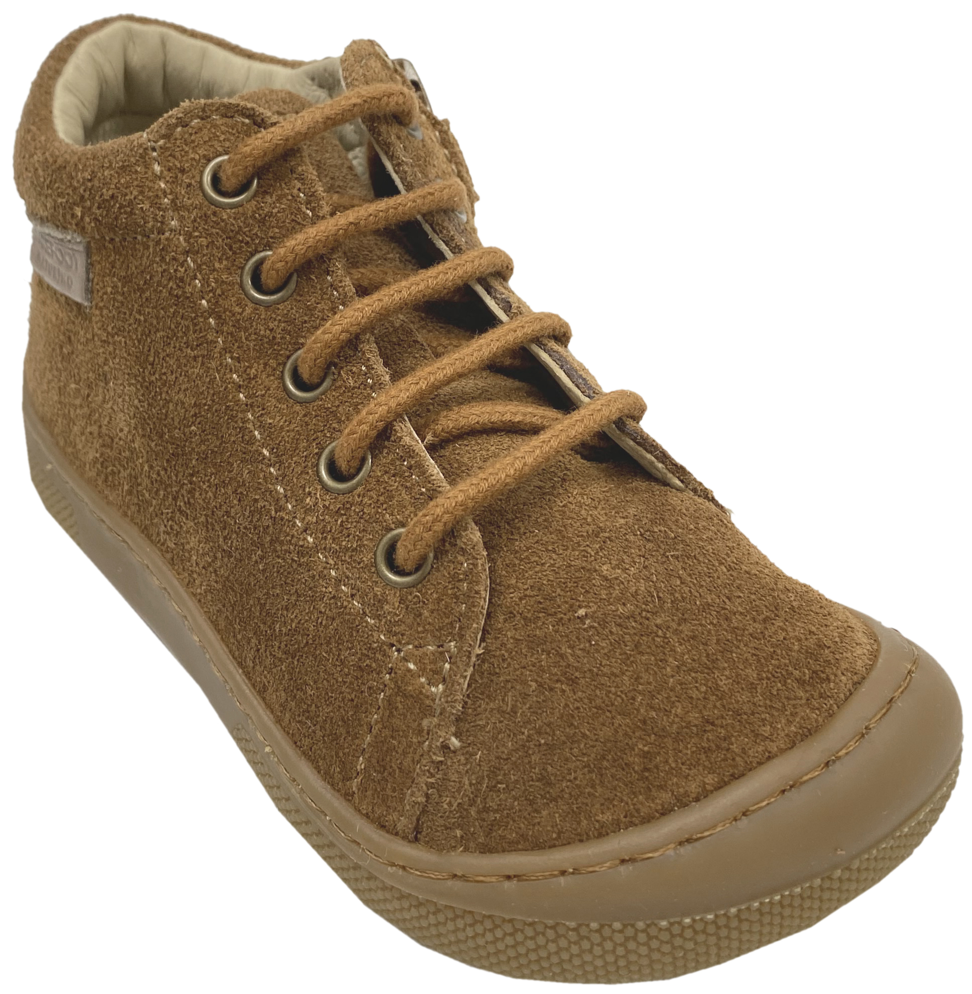 Knautschig weiche Barfußschuhe aus Leder, Schnürer + Zip NATURINO Barefoot *AMUR in Braun *