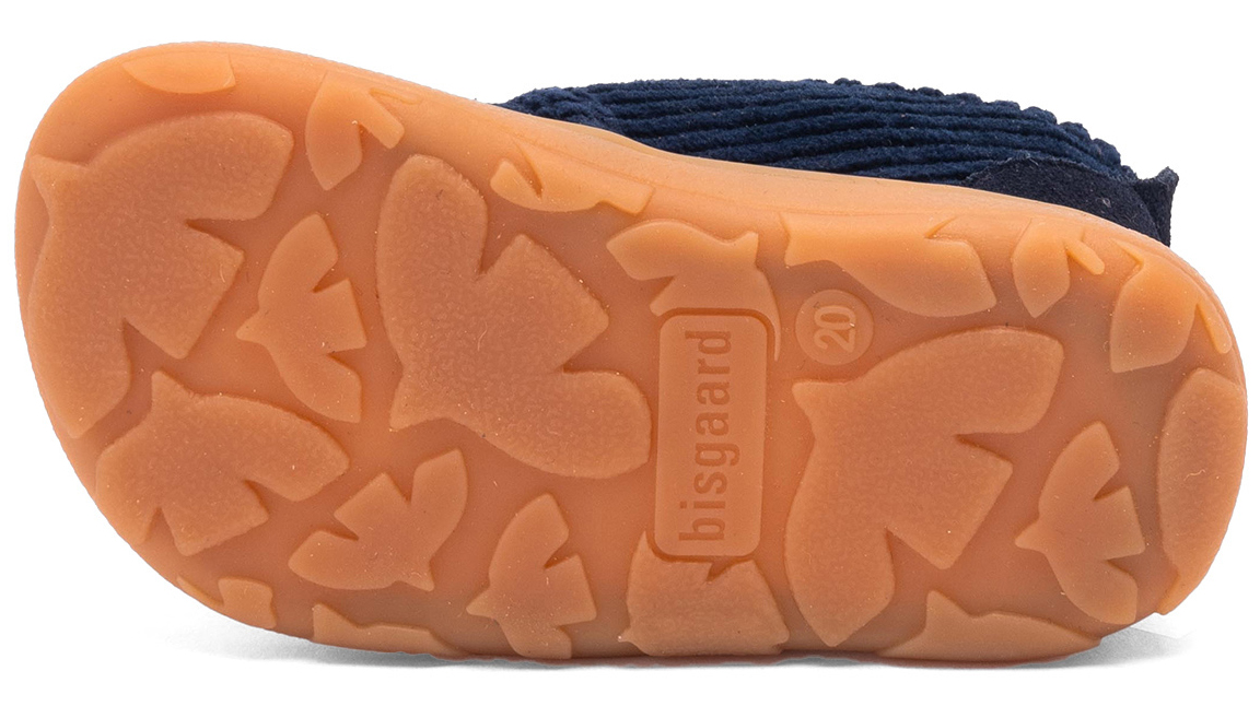 Barfußschuhe / weiche Hausschuhe aus Samt Cord in Navy Blau mit Klett von BISGAARD Basic 14102