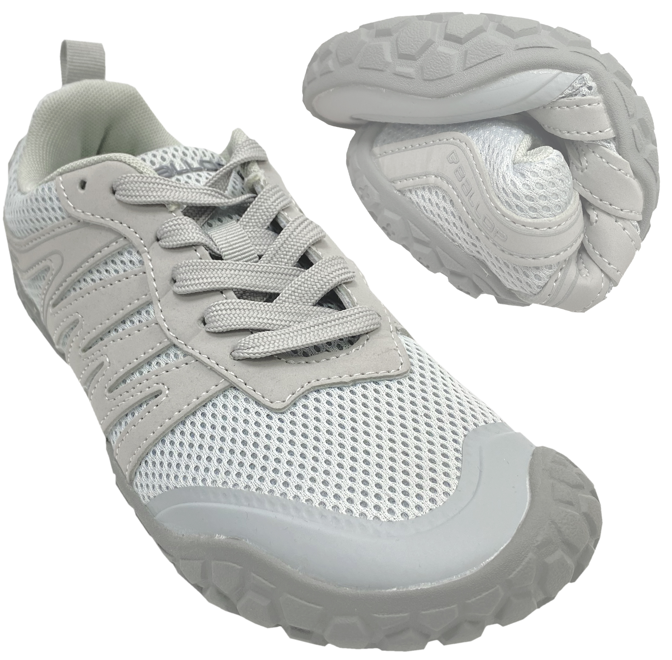 Sportlich leichter Mesh Sneaker / Barfußschuhe in Hellgrau von BALLOP Modell Pellet