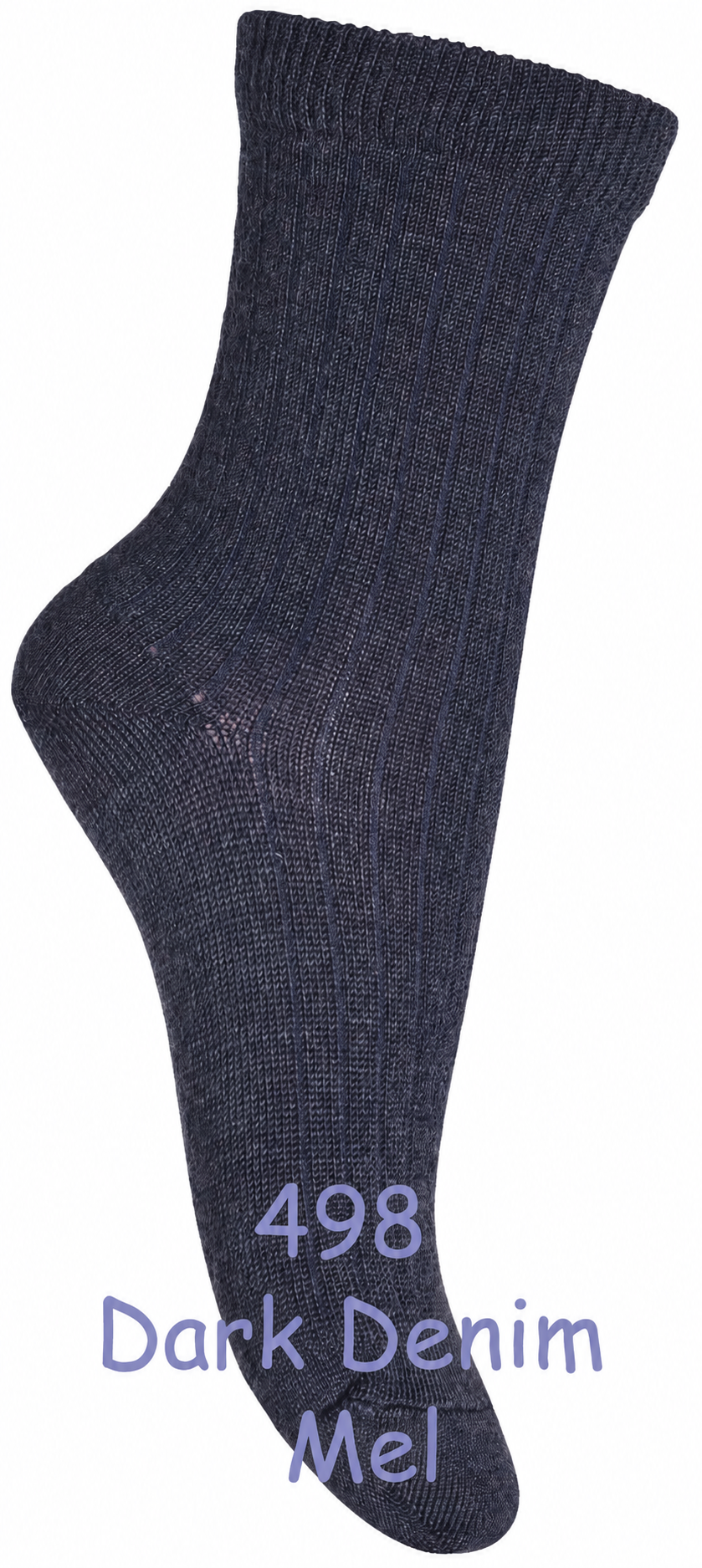 Dünne Wollsocke ~mittlere Höhe~ aus Superwasch Soft Merino Wolle Artikel 718 in 498 Dark Denim Mel.