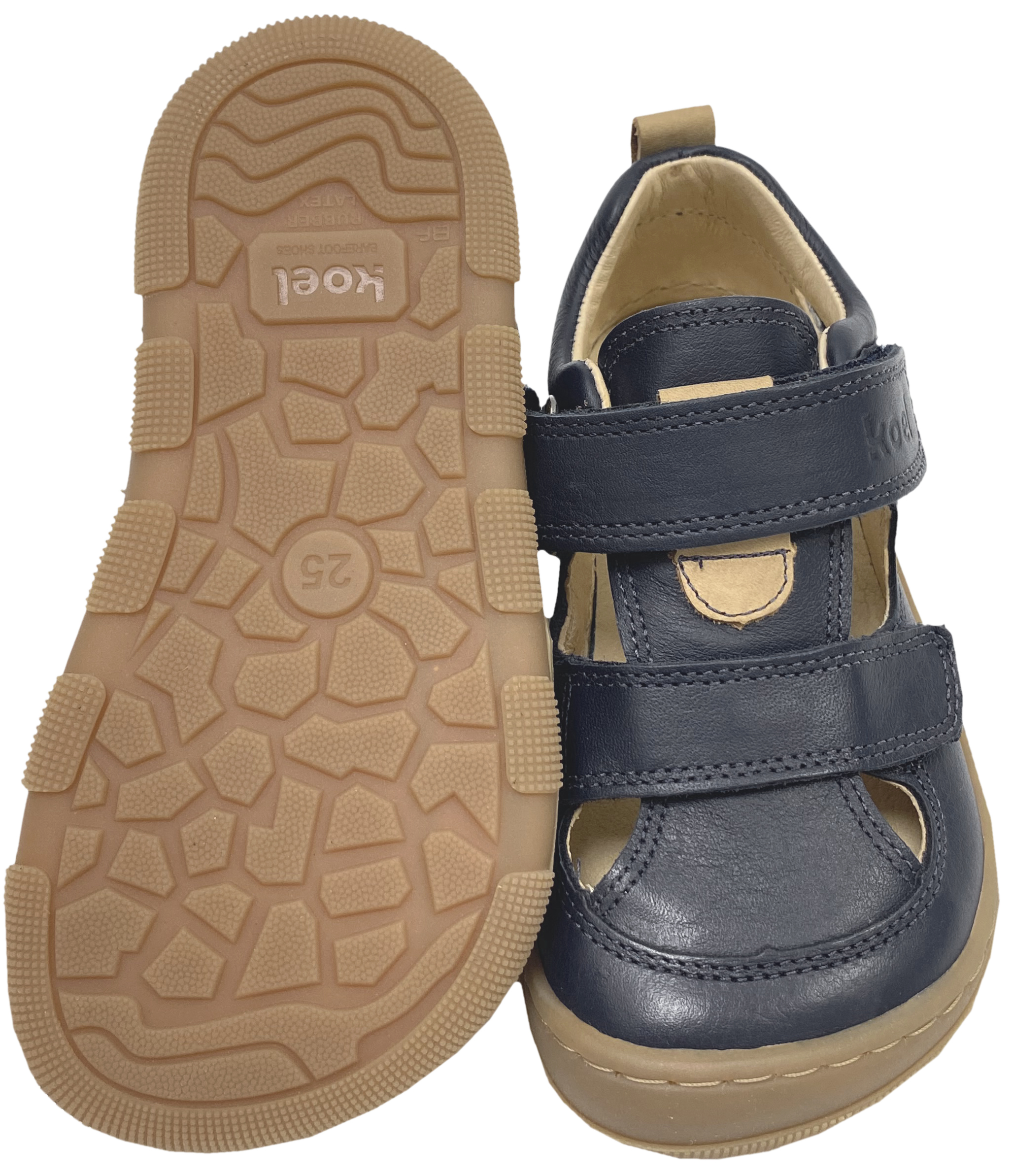Halbsandale aus Leder / Barfußschuhe für kräftige Füße von KOEL * KATO * in DArk Blue 15W003.101