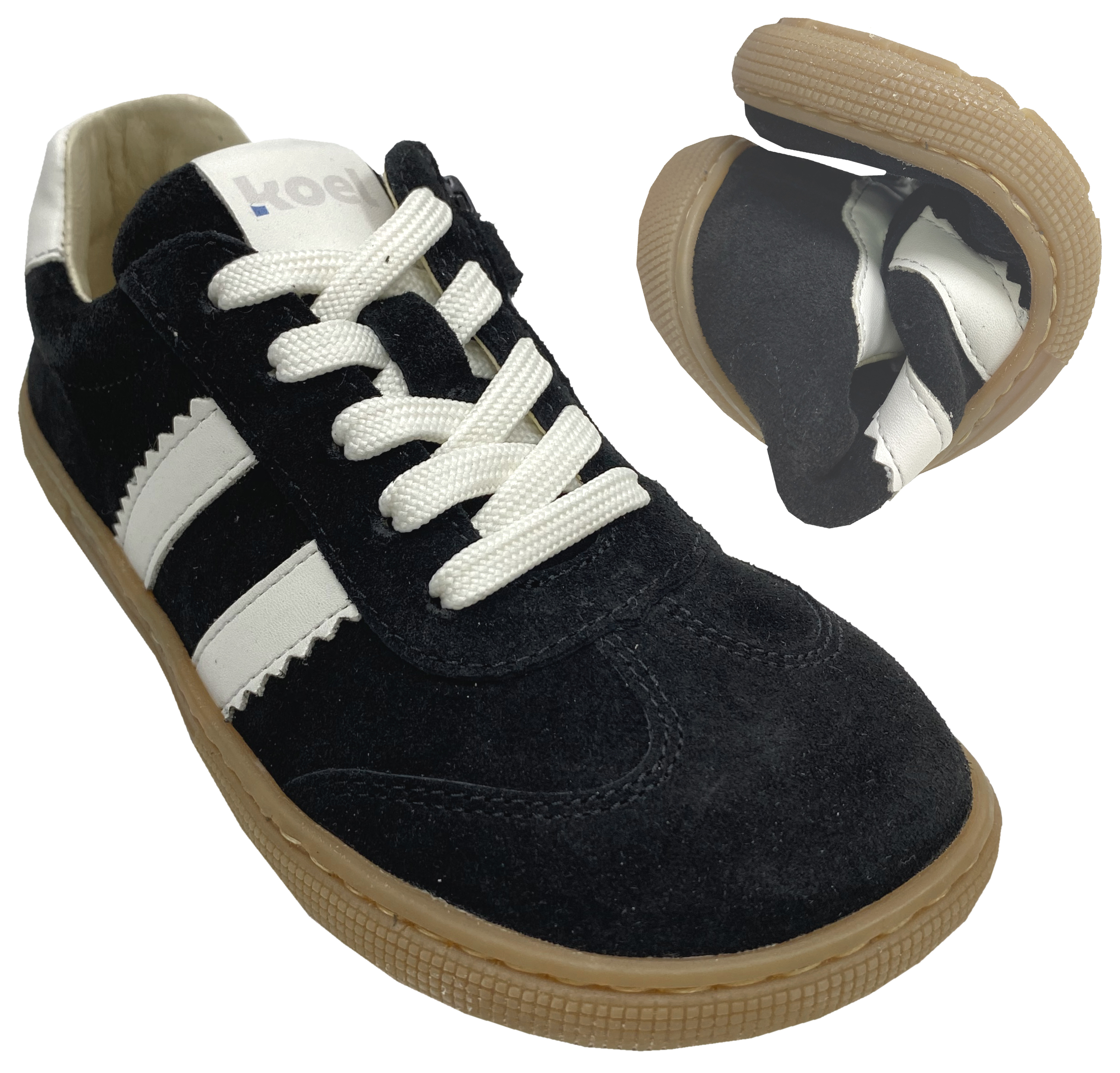 Low Top Wildleder Sneaker in Schwarz, Zipper & Schnürung von KOEL * D. Suede * 08M037.301
