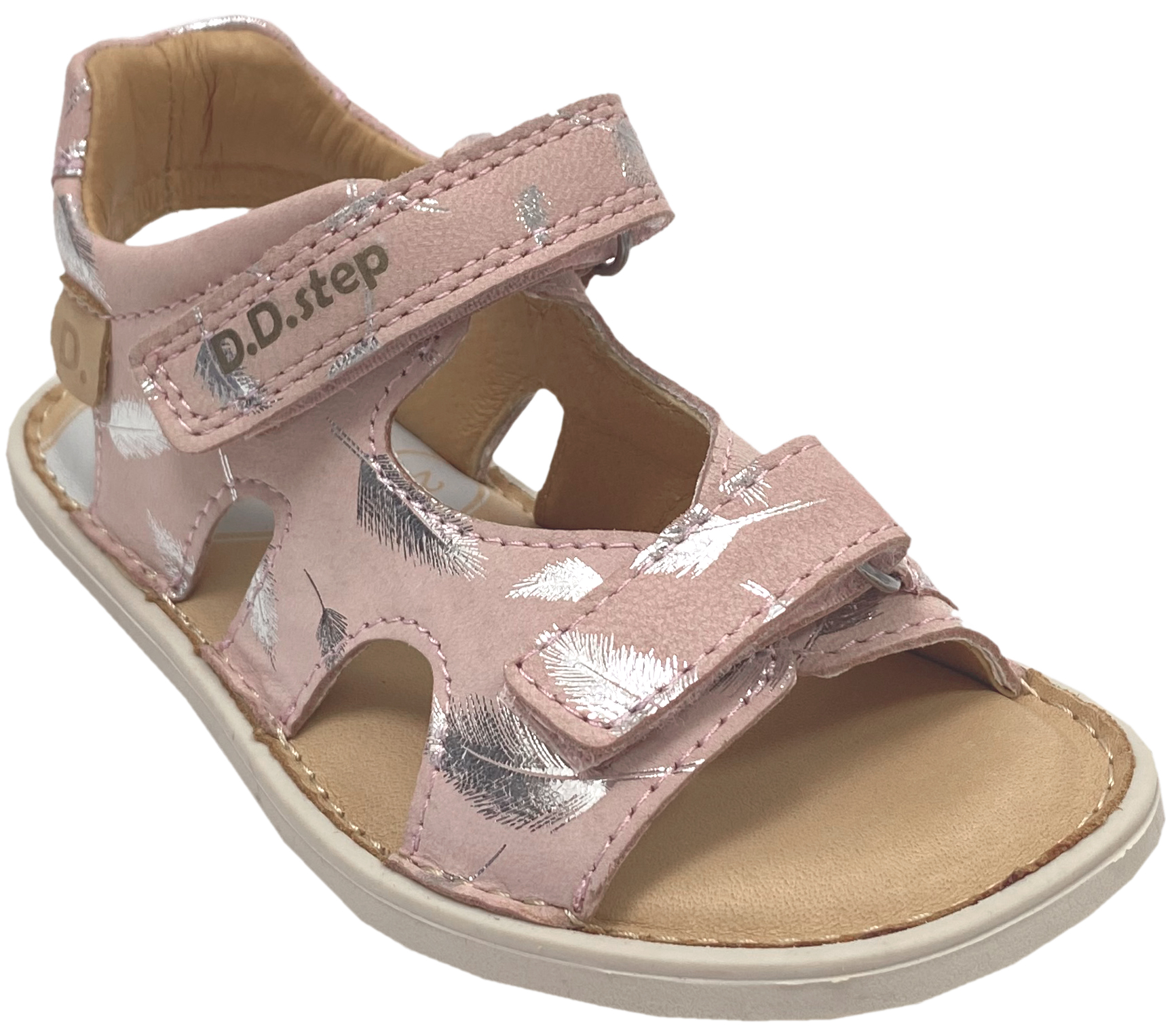 Offene Ledersandale mit Minimalsohle / Barfußsandale in Rosa Silber Glitzer von D.D.Step Barefoot 51995