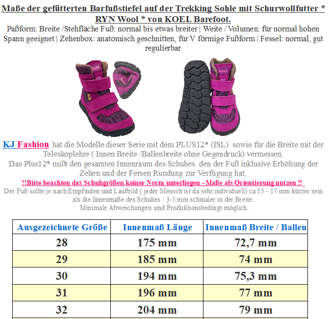 Trekking Stiefel mit Schurwollfutter / Waldkita von KOEL Barefoot * RYN Wool * Lavendel/Pink 34T014.302