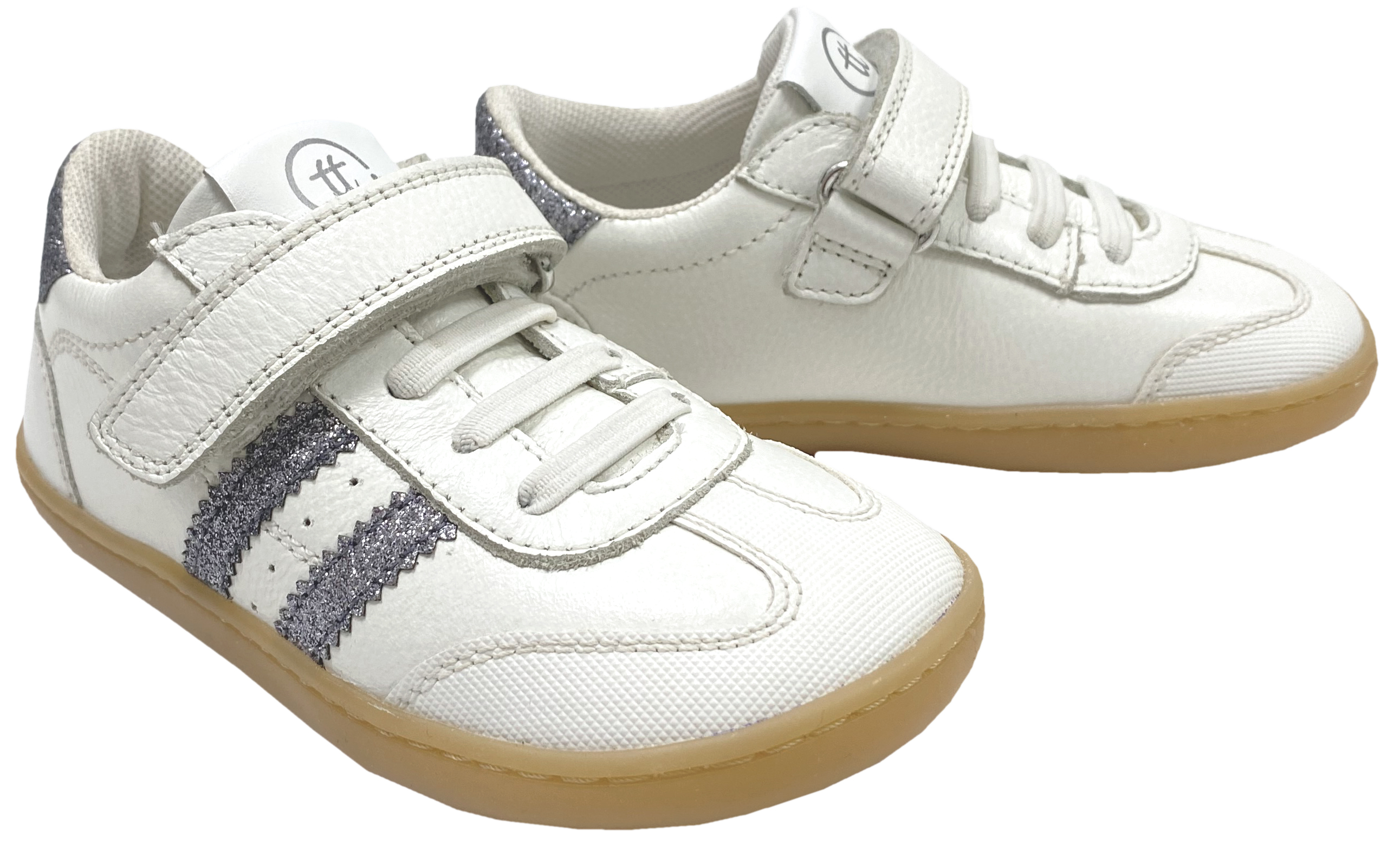 Barfuß-Sneaker, Non-Marking Sohle, Weiß/ Silber Glitzer von CHETTO Barefoot
