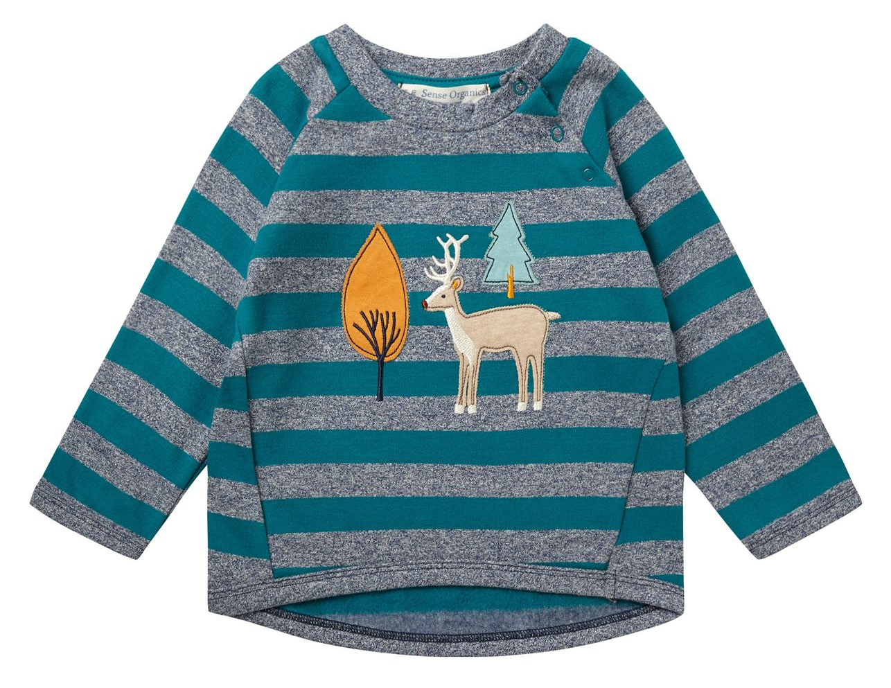 Raglanshirt aus Bio BW Sweat in Petrol Grün, Jeansblau gestr. von SENSE ORGANICS 1921761