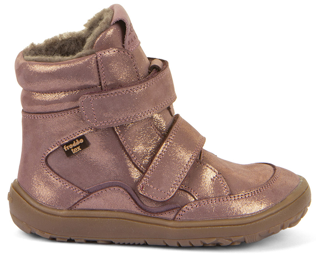 Winter Barfußstiefel Leder in PINK/Gold Schurwolle & TEX FRODDO Barefoot G3160246